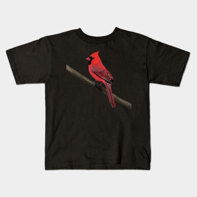 Northern Cardinal Bird Illustration Backyard Birds Kids T-Shirt by jzbirds